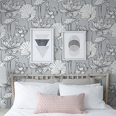 NextWall Lotus Floral Peel and Stick Wallpaper