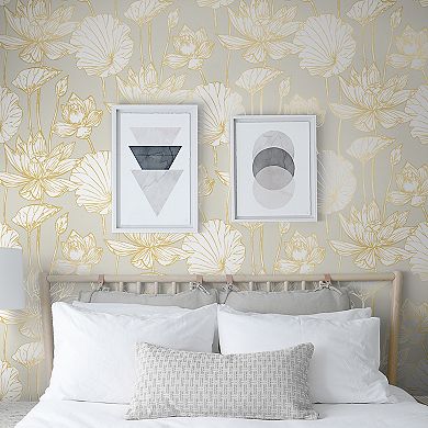 NextWall Lotus Floral Peel and Stick Wallpaper