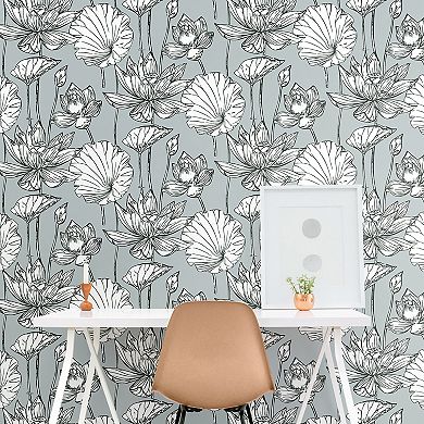 NextWall Lotus Floral Peel and Stick Wallpaper