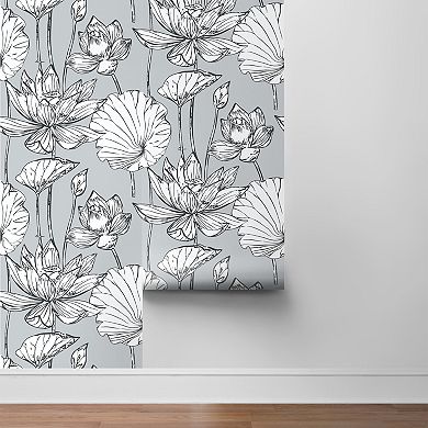 NextWall Lotus Floral Peel and Stick Wallpaper