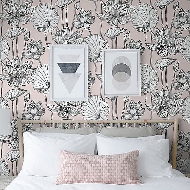 NextWall Lotus Floral Peel and Stick Wallpaper