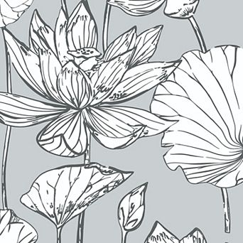 NextWall Lotus Floral Peel and Stick Wallpaper