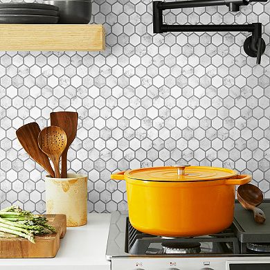 NextWall Marble Hexagon Peel & Stick Wallpaper