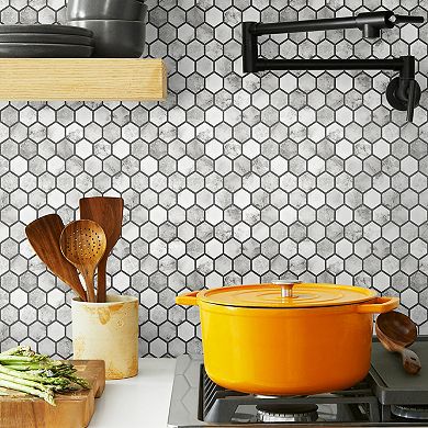 NextWall Marble Hexagon Peel & Stick Wallpaper
