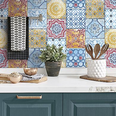 NextWall Moroccan Tile Peel and Stick Wallpaper