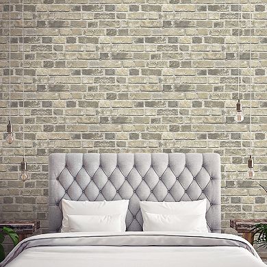 NextWall Neutral Brick Peel and Stick Wallpaper