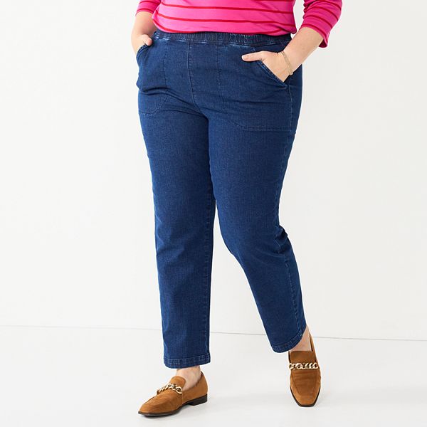 Plus Size Croft And Barrow® Classic Pull On Straight Leg Jeans