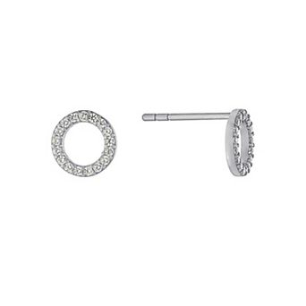 Main And Sterling Sterling Silver Cubic Zirconia Open Circle Stud Earrings
