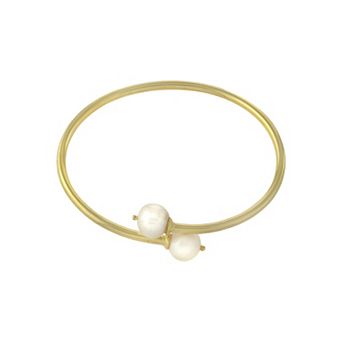 Main and Sterling Freshwater Cultured Pearl Bypass Bangle Bracelet