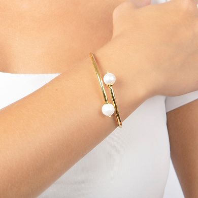 Main and Sterling Freshwater Cultured Pearl Bypass Bangle Bracelet