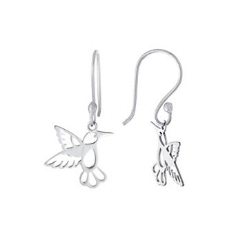 Main And Sterling Sterling Silver Laser Cut Hummingbird Drop Earrings