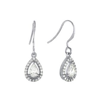 Main and Sterling Cubic Zirconia Teardrop Halo Earrings