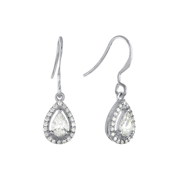 Main and Sterling Cubic Zirconia Teardrop Halo Earrings