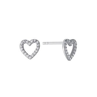 Main And Sterling Sterling Silver Cubic Zirconia Open Heart Stud Earrings