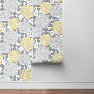 NextWall Retro Floral Peel and Stick Wallpaper