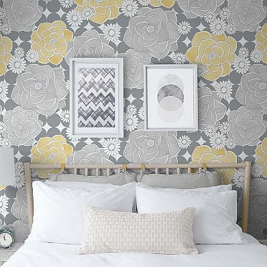 NextWall Retro Floral Peel and Stick Wallpaper