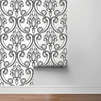 NextWall Sketched Damask Peel & Stick Wallpaper