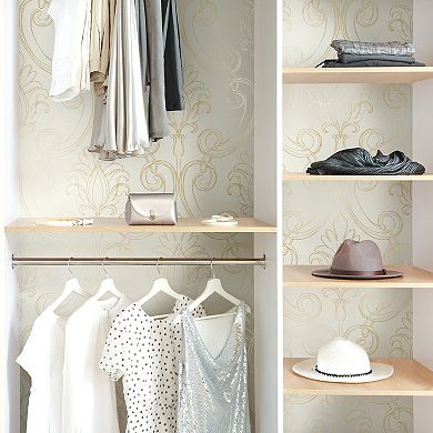 NextWall Sketched Damask Peel & Stick Wallpaper