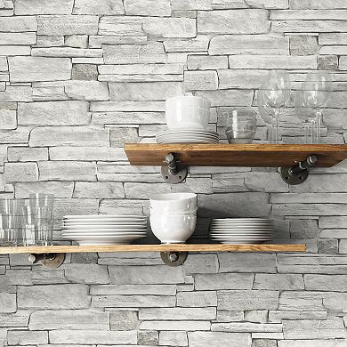 NextWall Stacked Stone Peel & Stick Wallpaper