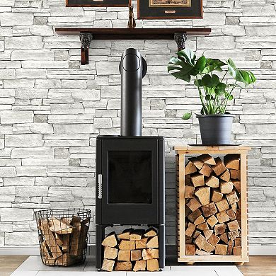NextWall Stacked Stone Peel & Stick Wallpaper