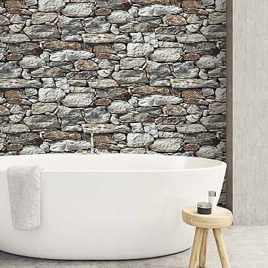 NextWall Stone Wall Peel and Stick Wallpaper