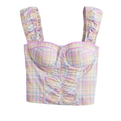 Juniors' SO® Pastel Plaid Bustier Corset Top