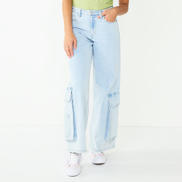 Juniors' SO® High-Waisted Cargo Denim Joggers