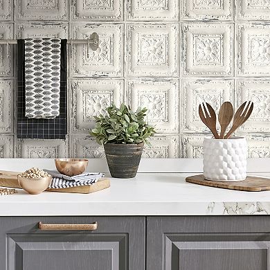 NextWall Tin Tile Peel and Stick Wallpaper