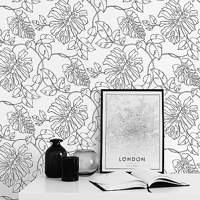 NextWall Tropical Line Peel & Stick Wallpaper