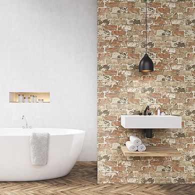 NextWall Weathered Brick Peel and Stick Wallpaper