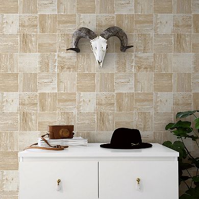 NextWall Wood Block Peel and Stick Wallpaper