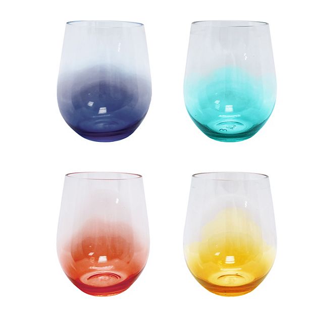 Coral Wine glass Stemless Acrylic *** Set of 6 Glasses *** 16oz
