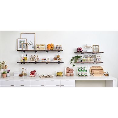 iDesign Wire & Paulownia Wood Open-Front Bin