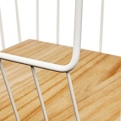 iDesign Wire & Paulownia Wood Open-Front Bin