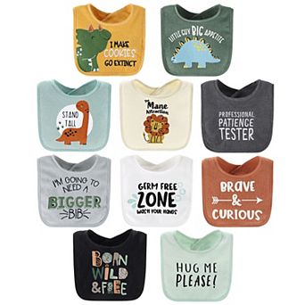 The Peanutshell 10-Pack Dino Boy Terry Cloth Baby Feeding Bibs