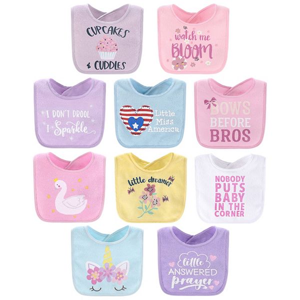 The Peanutshell 10Pack Pastel Girl Terry Cloth Baby Feeding Bibs