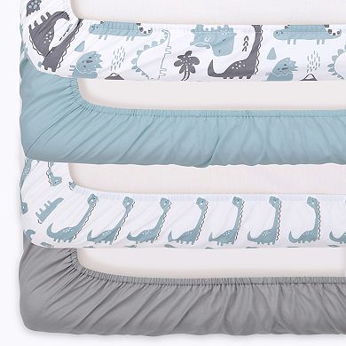 The Peanutshell 4-Pack Dinosaur Fitted Crib Sheets