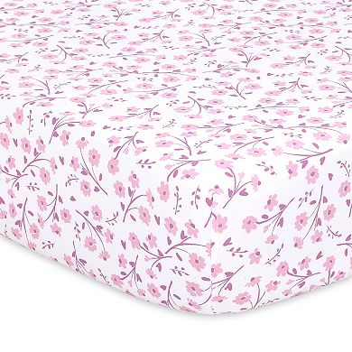 The Peanutshell 4-Pack Purple Floral Fitted Crib Sheets