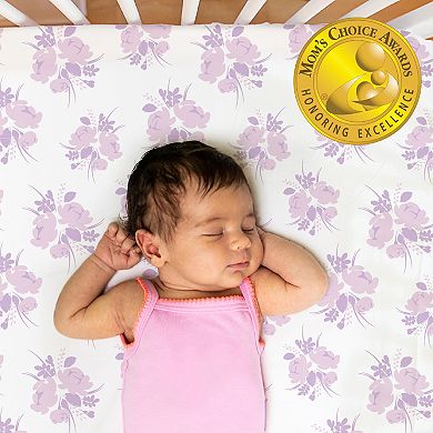 The Peanutshell 4-Pack Purple Floral Fitted Crib Sheets