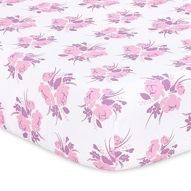 The Peanutshell 4-Pack Purple Floral Fitted Crib Sheets