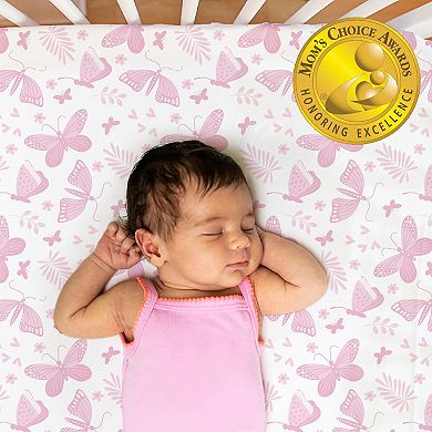 The Peanutshell 4-Pack Pink Butterfly Fitted Crib Sheets