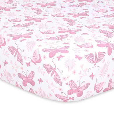 The Peanutshell 4-Pack Pink Butterfly Fitted Crib Sheets