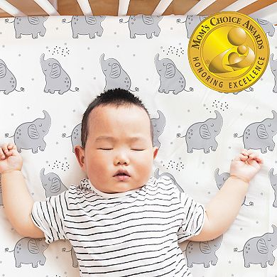 The Peanutshell 4-Pack Elephant Fitted Crib Sheets