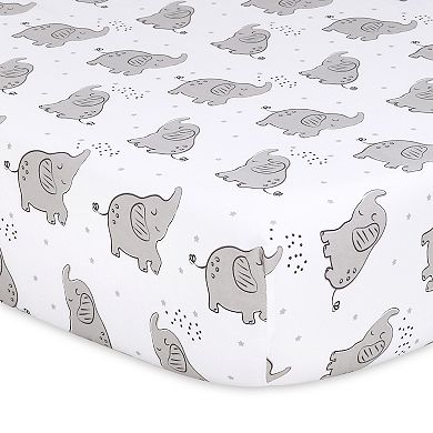 The Peanutshell 4-Pack Elephant Fitted Crib Sheets