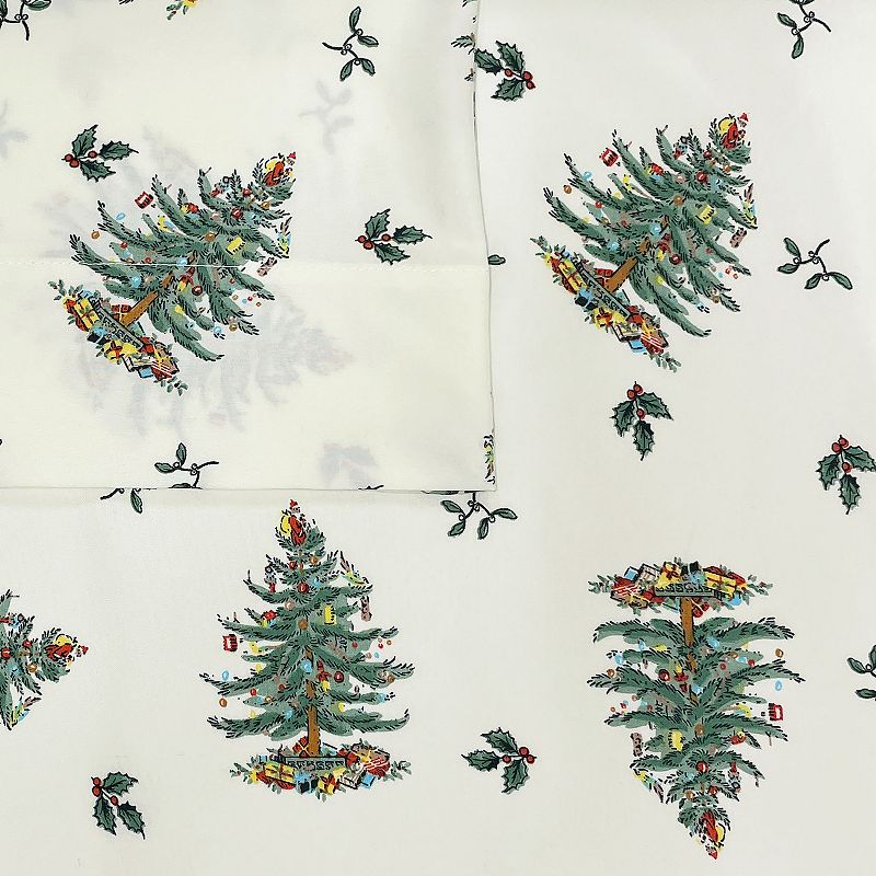 54618627 Spode Christmas Tree Sheet Set, Beig/Green, Twin sku 54618627