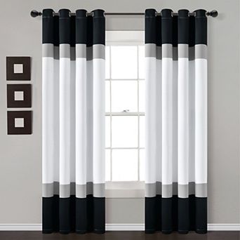 Lush Decor 2 pc Alexander Color Block Light Filtering Window Curtain Panel Set