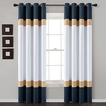 Lush Decor 2 pc Alexander Color Block Light Filtering Window Curtain Panel Set