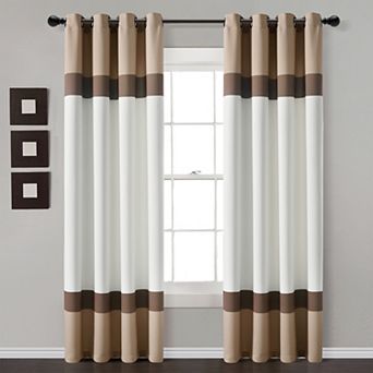 Lush Decor 2 pc Alexander Color Block Light Filtering Window Curtain Panel Set