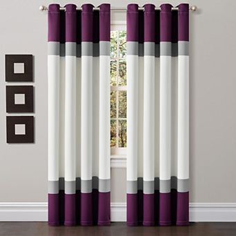 Lush Decor 2 pc Alexander Color Block Light Filtering Window Curtain Panel Set