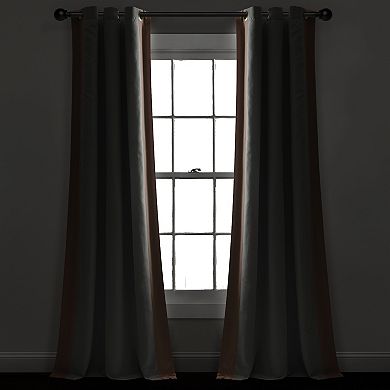 Lush Decor Block Border Blackout Single Window Curtain Panel